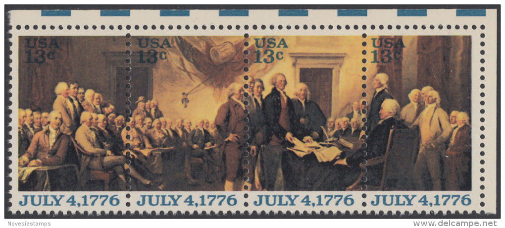 !a! USA Sc# 1691-1694 MNH Horiz.STRIP(4) From Upper Right Corner - Declaration Of Independence - Ungebraucht