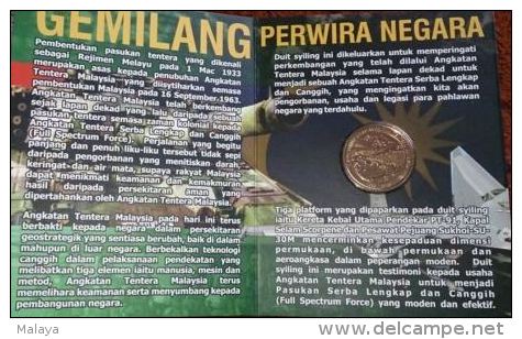 Malaysia  2013 1 Ringgit 80th Armed Forces 2013 Coin Nordic Gold BUcoin - Malaysia