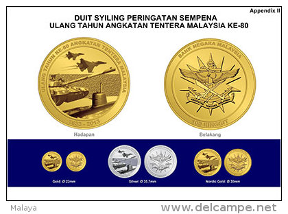 Malaysia  2013 1 Ringgit 80th Armed Forces 2013 Coin Nordic Gold BUcoin - Malaysia