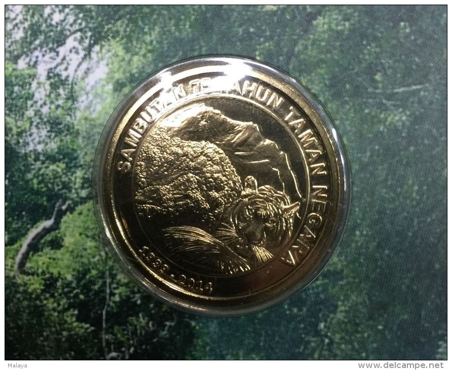 Malaysia 2014 1 Ringgit 75th Anniversary National Park Tiger Coin  Nordic Gold BU 1 Ringgit Coin - Malaysia