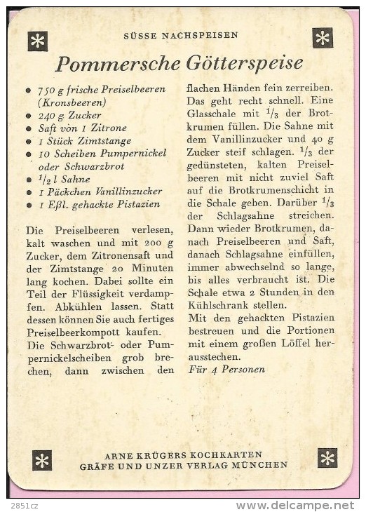 Kochkarte / Cooking Card , Anne Kruger, Germany - Ricette Culinarie