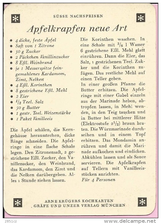 Kochkarte / Cooking Card , Anne Kruger, Germany - Cooking Recipes