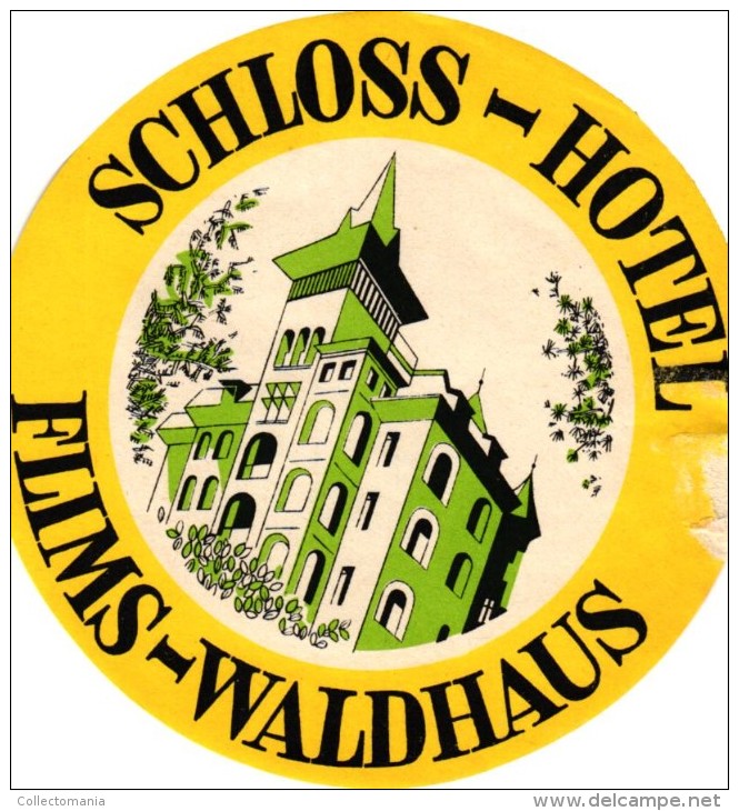 26 HOTEL LABELS SCHWEIZ SUISSE SWITSERLAND CHUR LUCERNE CRANS WEGGIS ANDERMATT WENGEN ENGELBERG VALAIS FRIBOURG