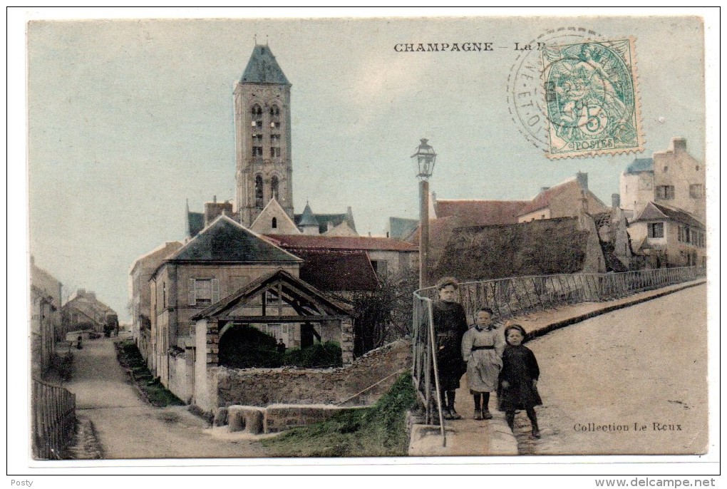 CPA - CHAMPAGNE-SUR-OISE - LA RAMPE - Petite Animation - Colorisée - 1905 - - Champagne Sur Oise