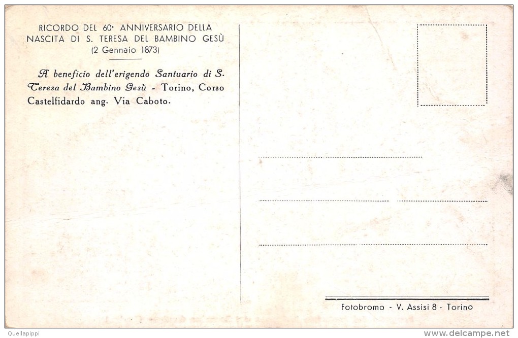 02424 "TORINO - PROGETTO DEL SANTUARIO S.TERESA DEL BAMBINO GESU´"   (1933) ANIMATA , AUTO.  CART. NON  SPED. - Churches