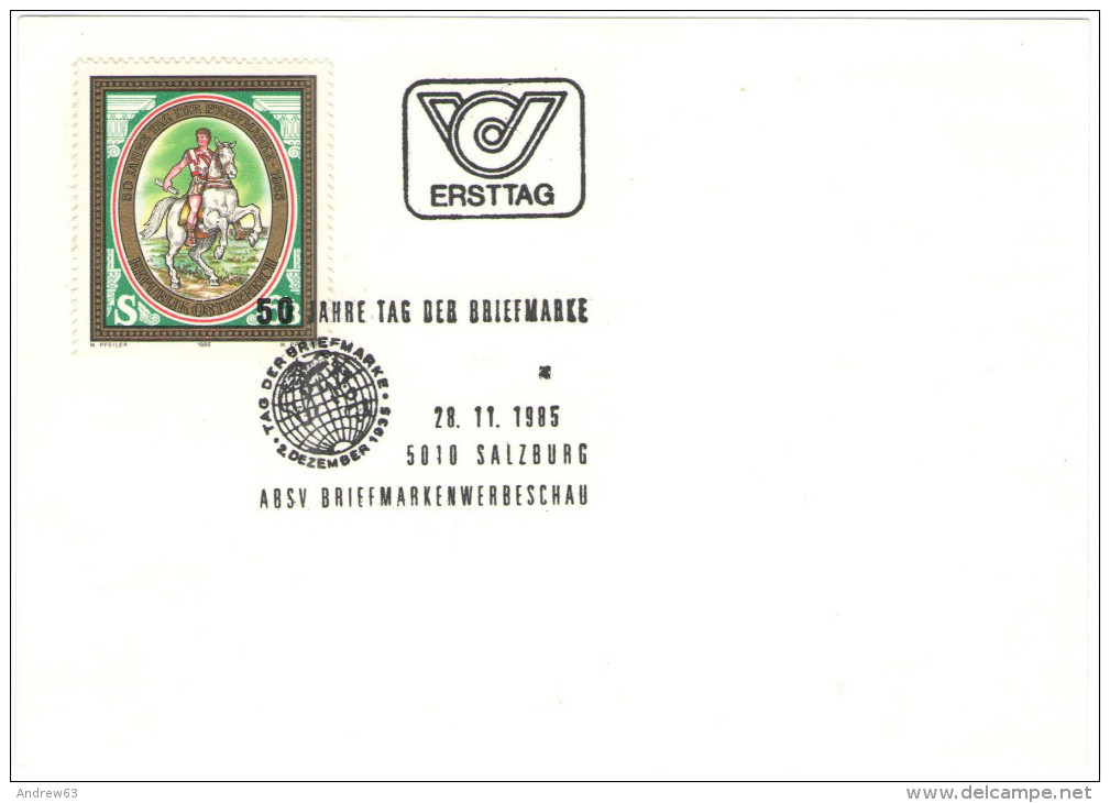 AUSTRIA - ÖSTERREICH - AUTRICHE - 1985 - 50 Jahre Tag Der Briefmarke - Salzburg - FDC - FDC