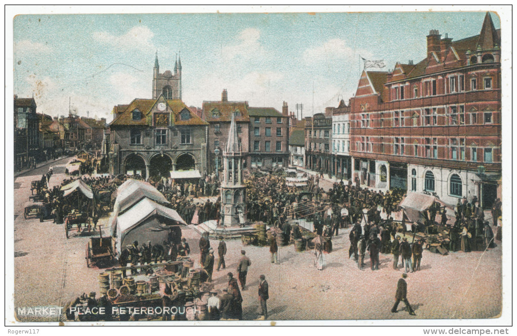 Market Place, Peterborough, 1908 Postcard To Edith Holden, Kettering - Northamptonshire