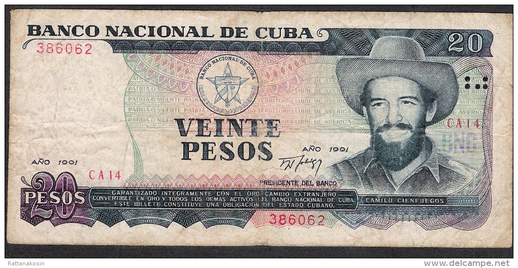 CUBA  P110  20   PESOS   1991  FINE NO P.h. ! - Cuba