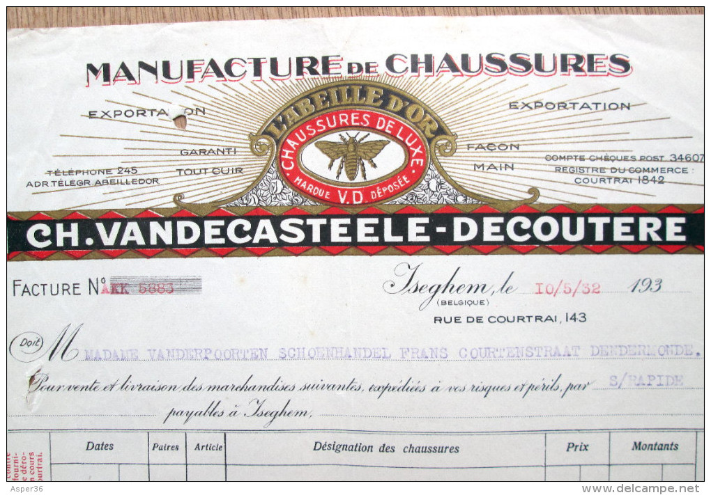 Manuf De Chaussures Ch. Vandecasteele-Decoutere, Kortrijkstraat, Izegem 1932 - 1900 – 1949