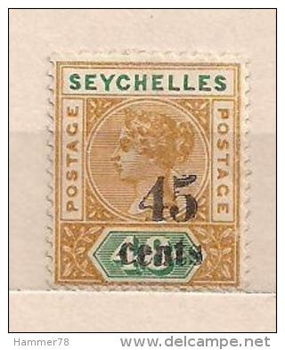 SEYCHELLES 1893 QUEEN VICTORIA SURCHARGE OVERPRINT 45c Mint & Hinged - Seychellen (...-1976)