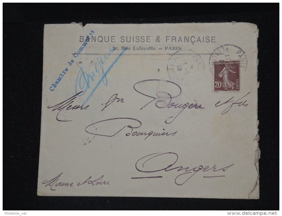 FRANCE - N° Yvert 139 ( Type Semeuse) Sur Enveloppe De Paris Pour Angers En 1909 - A Voir - Lot P10767 - 1877-1920: Période Semi Moderne
