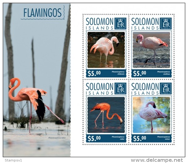 Solomon Islands. 2014  Flamingos. (703a) - Flamingo