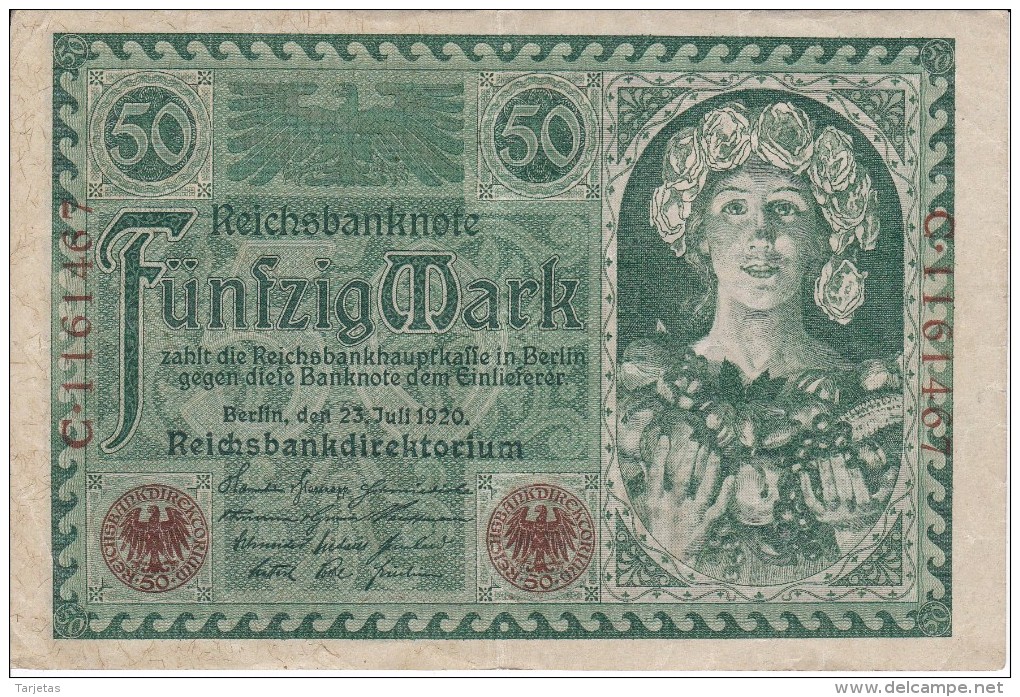 BILLETE DE ALEMANIA DE 50 MARK DEL AÑO 1920  (BANKNOTE) - 50 Mark