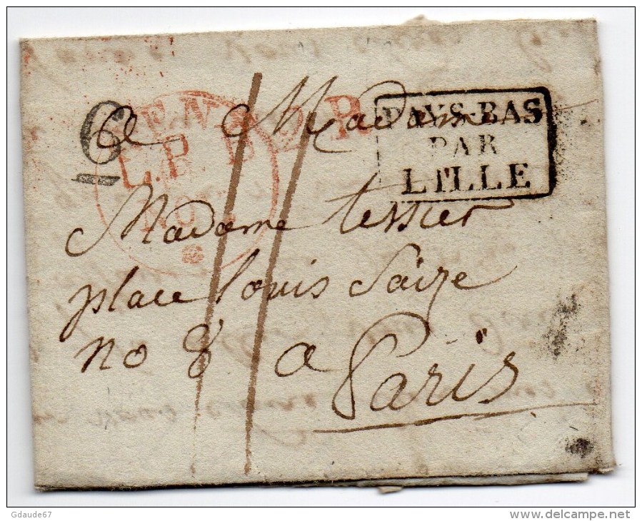 1829 - LETTRE De GAND Pour PARIS Avec CACHET D'ENTREE PAYS BAS Par LILLE - 1815-1830 (Periodo Olandese)