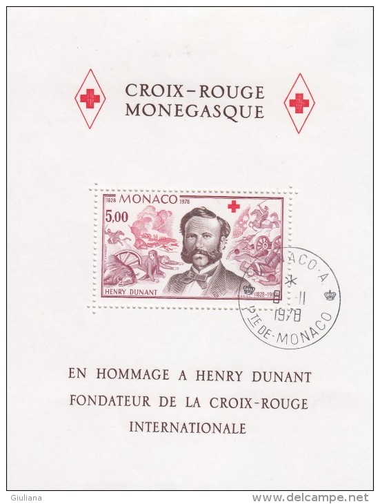 Monaco 1978 -  Foglietto Used  Omaggio A Henry Dunant, Fondatore Della Croce Rossa Internazionale - Usados