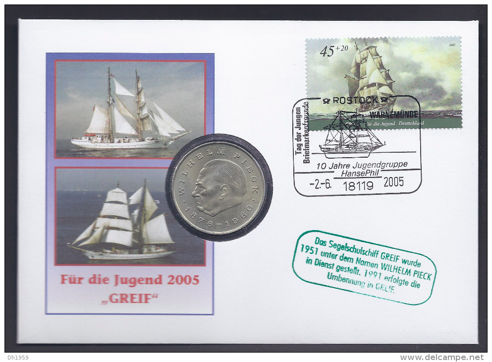 2005 SEGEL SCHUL SCHIFF GREIF WILHELM PIECK PIECE MONNAIE 20 DM DDR 1972 NUMISBRIEF MUNZBRIEF COINS COIN MÜNZEN - Other & Unclassified