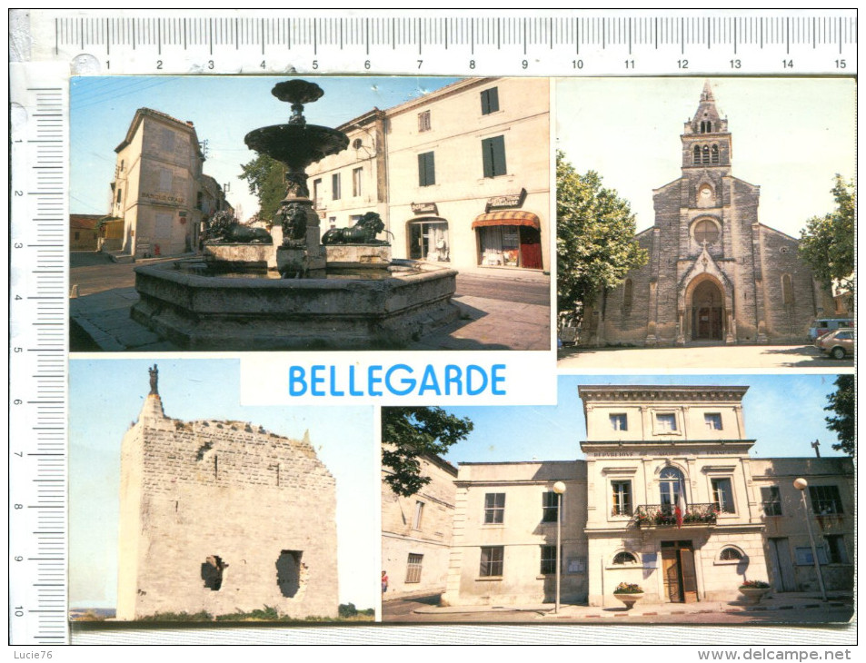 BELLEGARDE    -    Fontaine  Des  Lions  -  Eglise   -  Hôtel De VIlle  -  La  Tour - 4 Vues - Bellegarde