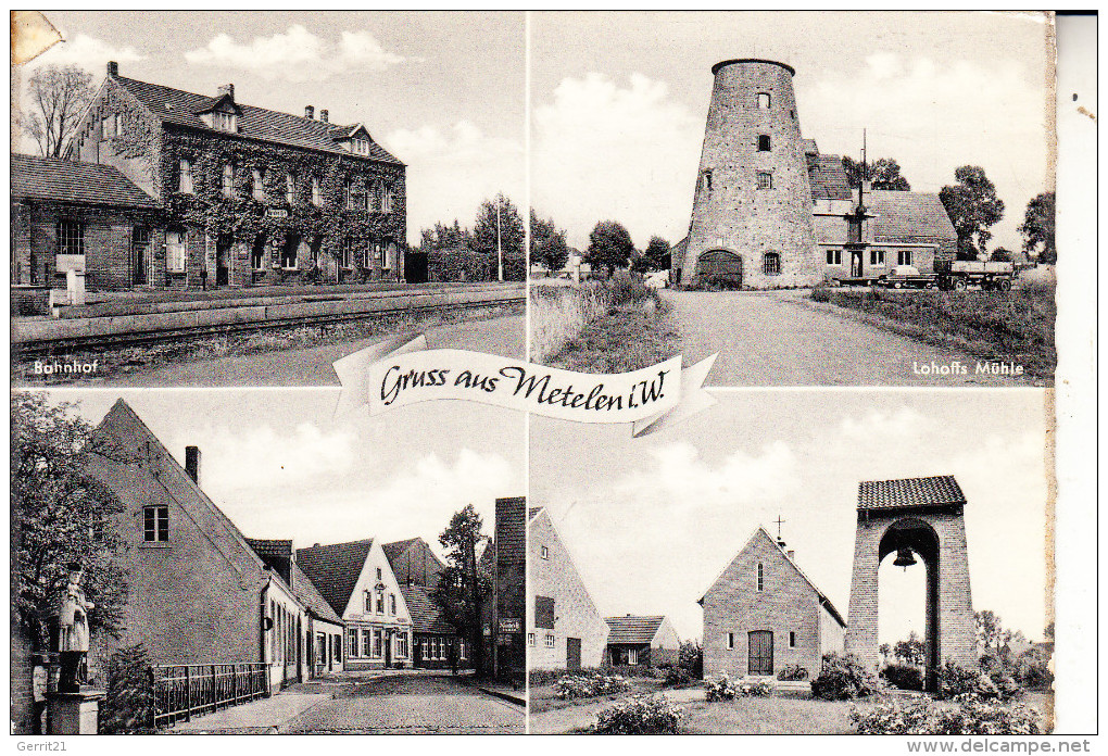 4431 METELEN, Bahnhof / Lohoffs Mühle / Hauptstrasse / Evangl. Kirche, 1961 - Steinfurt