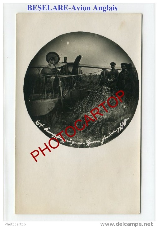 AVION Anglais-BESELARE-Aviation-Fliegerei-CARTE PHOTO Allemande-Guerre 14-18-1 WK-BELGIEN-FLANDERN-MILITARIA- - Zonnebeke