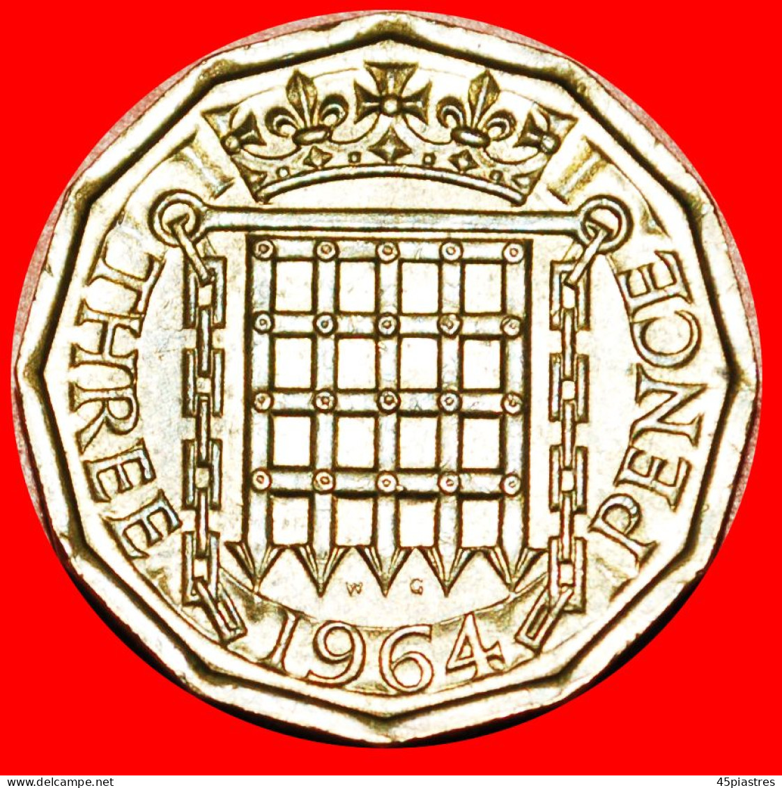 * PORTCULLIS (1954-1970): GREAT BRITAIN  3 PENCE 1964! ELIZABETH II (1953-2022) LOW START NO RESERVE! - F. 3 Pence