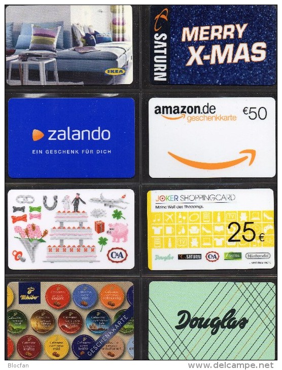 Lot 8 Geschenk-Karten Deutschland New 8€ Unbenutzt Verschiedener Anbieter Douglas Amazon Thalia C&A Giftcards Of Germany - Gift Cards