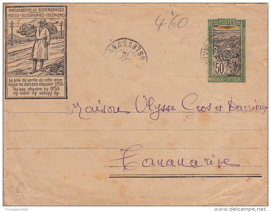 Lettre Madagascar TSF Entier Postal CaD FIANARANTSOA 1931 - Brieven En Documenten