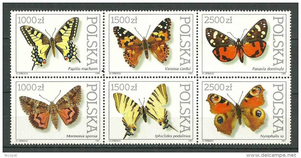 POLAND MNH ** 3144-3149 PAPILLONS. PAPILLON, Exposition PHILANIPPON 91, Institut De Zoologie De Varsovie - Ungebraucht