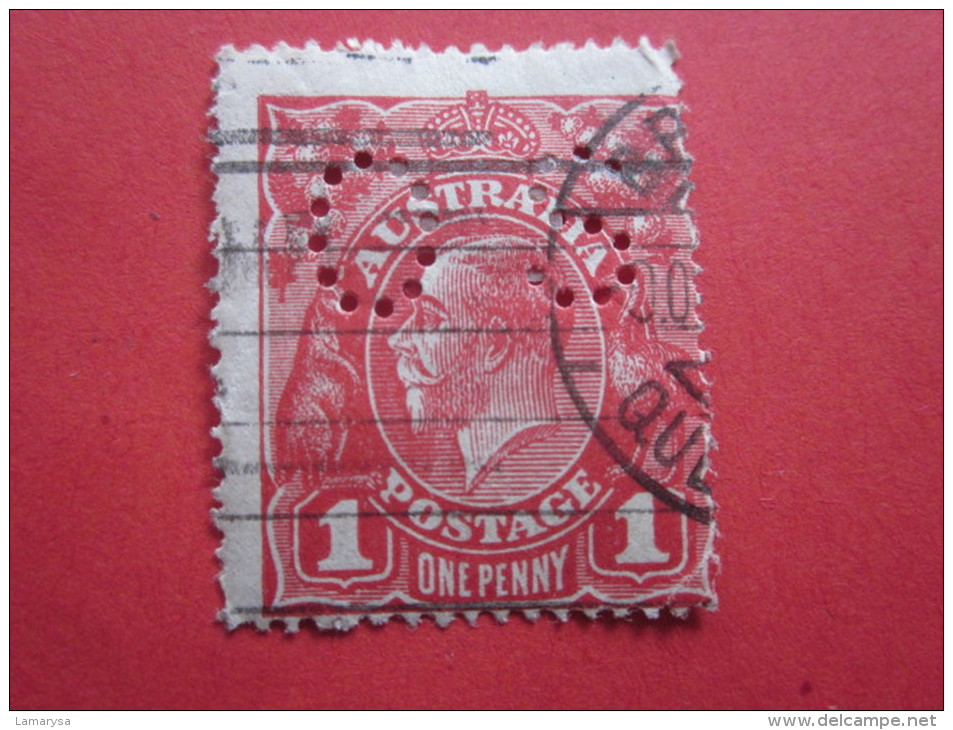 AUSTRALIE AUSTRALIA  ONE PENNY PERFO  OS INDICE Stamp Timbre Poste Perforé Perforés Perfins Perfin Perforation Lochung - Perforiert/Gezähnt