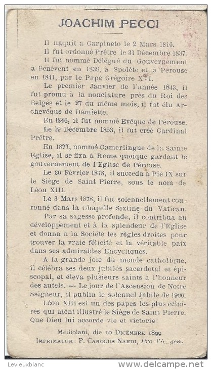 Image Religieuse/ Pape Léon XIII/ Joachim PECCI/Carolus Nardi/ 1899  CAN - Images Religieuses