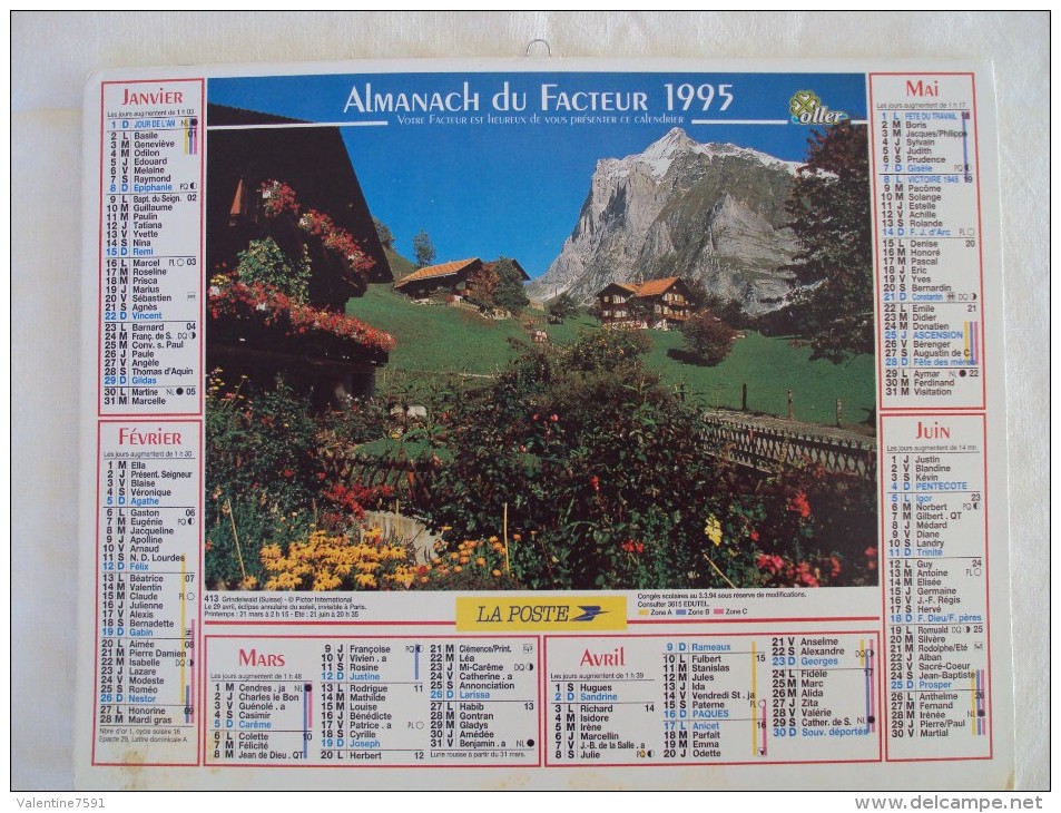 Calendrier Des Postes 1995- Edition Gironde, Plans  De Bordeaux, Etc... Bon état Intérieur                  5 Euros - Grand Format : 1991-00