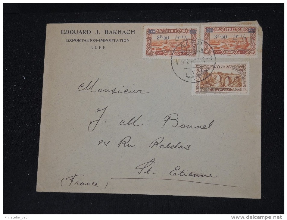 FRANCE - SYRIE - Enveloppe De Alep Pour La France En 1926 - Aff. Plaisant - A Voir - Lot P10839 - Briefe U. Dokumente