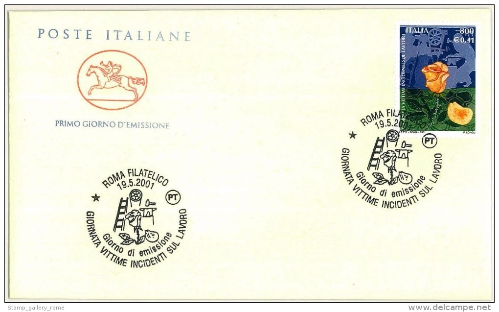 FDC CAVALLINO - ANNO 2001 - GIORNATA VITTIME INCIDENTI SUL LAVORO - ROMA FIL - FDC