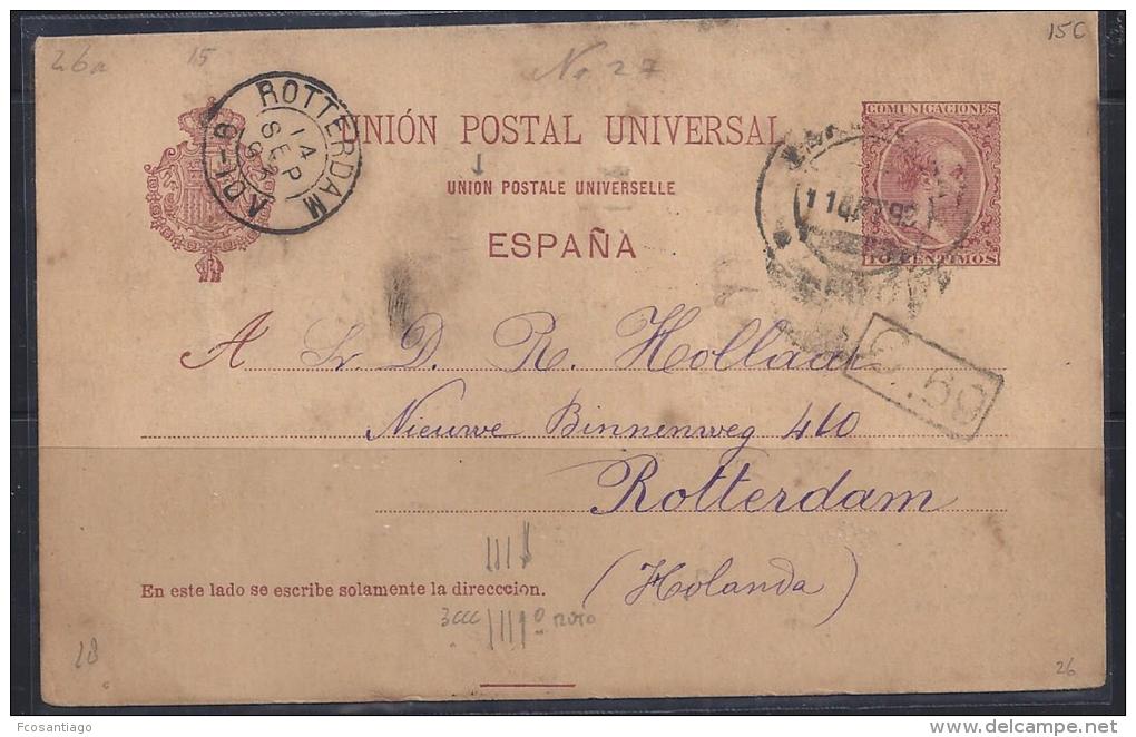 ESPAÑA. TARJETA POSTAL CIRCULADA A HOLANDA (variedad 3 Ccc) - Otros & Sin Clasificación