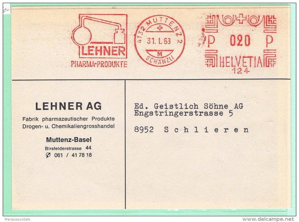 S4. Suisse EMA. 124  Lehner Pharma  Chimie    Muttenz 31.1.63 - Affrancature Meccaniche