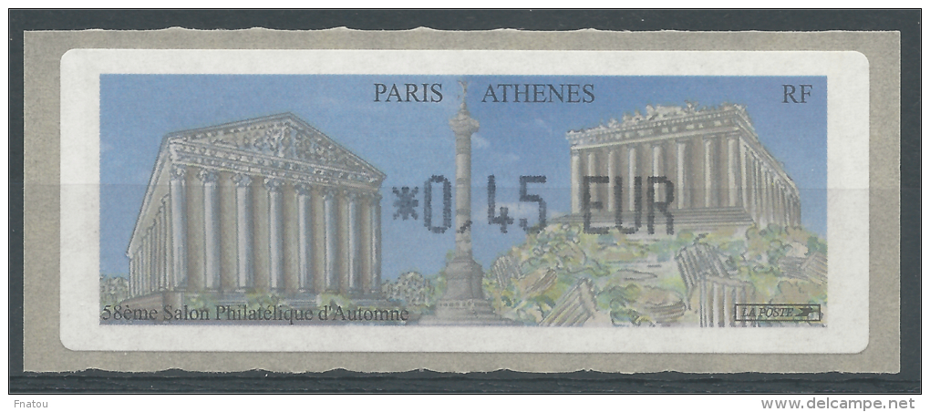 France, ATM Label,  Athens, The Acropolis, 0.45€, 2004, MNH VF - 1999-2009 Illustrated Franking Labels