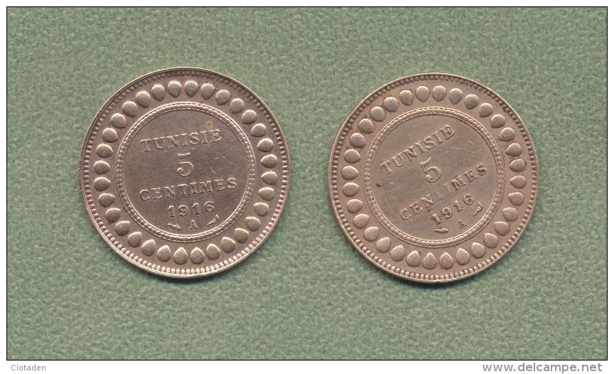 TUNISIE / 2 Pièces De 5 Centimes 1916 A / - Tunisia