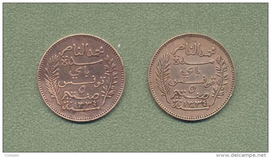 TUNISIE / 2 Pièces De 5 Centimes 1916 A / - Tunisia