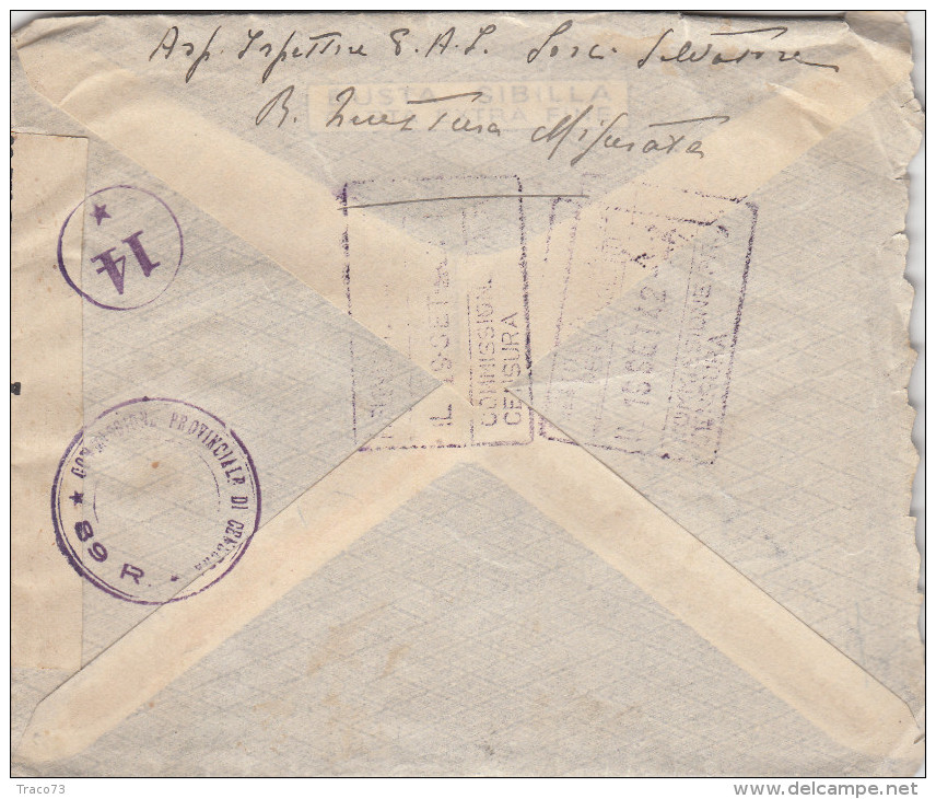 LIBIA - MISURATA - R. QUESTURA P.A.I.  _ 16.9.1942  /  ITALIA _ Cover _ Lettera - Cent. 50 X 2 _ Scritto All´interno - Marcophilie