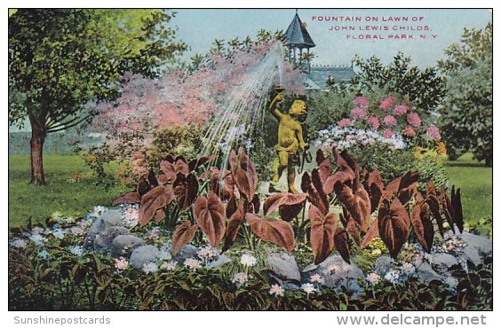 New York City Floral Park Fountain On Lawn Of John Lewis Childs - Parchi & Giardini