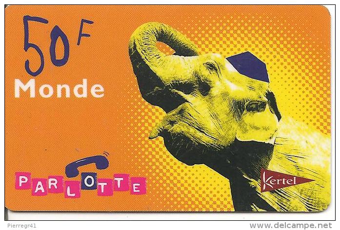 CARTE-PREPAYEE-50F-KERTEL-MONDE-ELEPHANT-PARLOTTE-GRATTE-TB E- - Autres & Non Classés