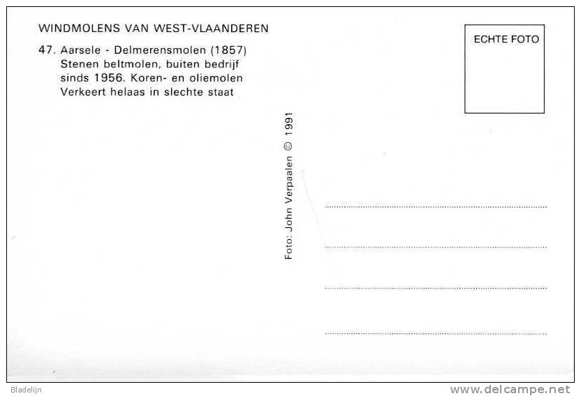 AARSELE Bij Tielt (W.Vl.) - Molen/moulin - Historisch Beeld Van De Delmerensmolen In Verval; Hier Nog Met Kap En Wieken - Tielt