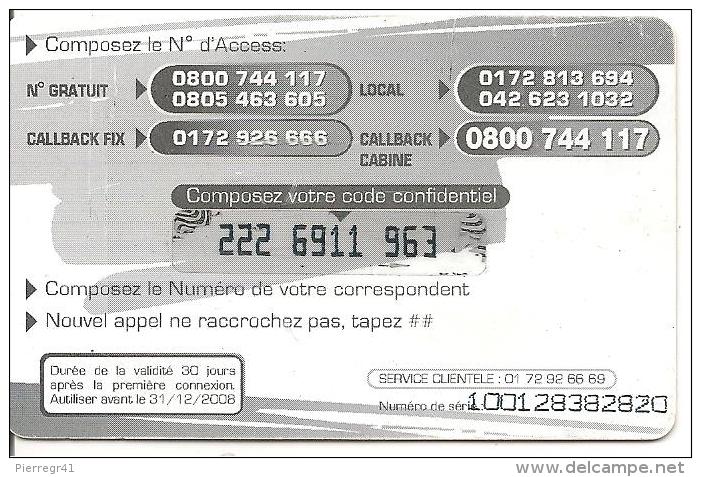 CARTE-PREPAYEE-7.5€-GO WORLD-31/12/2008-- T B E-RARE- - Autres & Non Classés