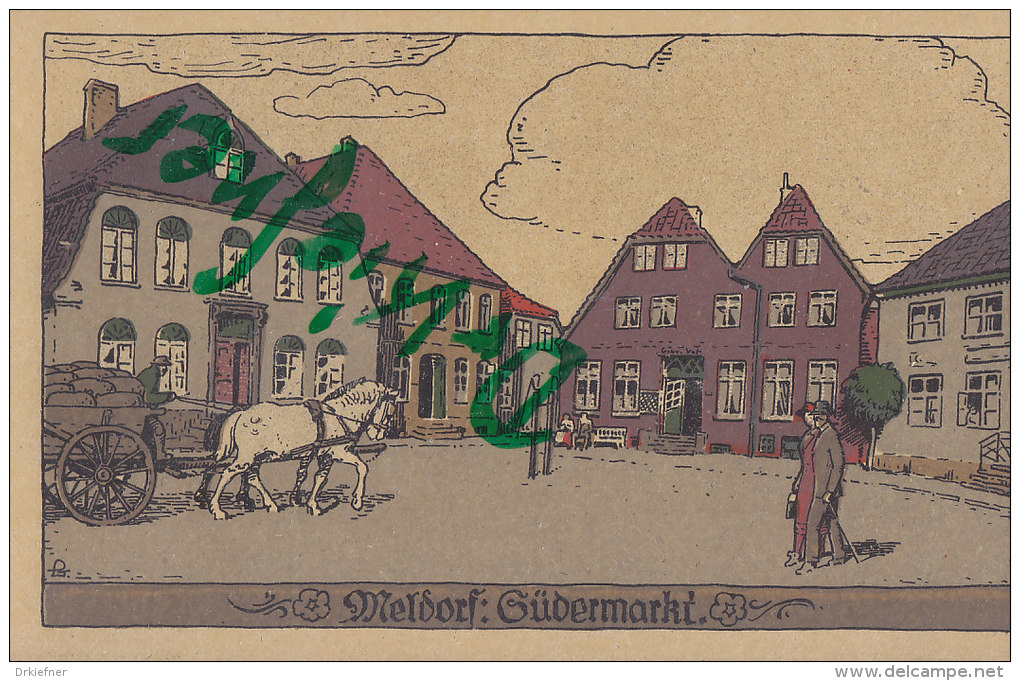 LITHOGRAPHIE: Meldorf In Holstein, Südermarkt, Um 1912 - Meldorf