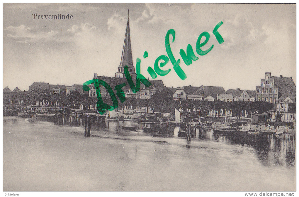 Lübeck-Travemünde,  St. Lorenzkirche Mit Alten Häusern An Der "Voderreihe", Um 1906 - Lübeck-Travemünde