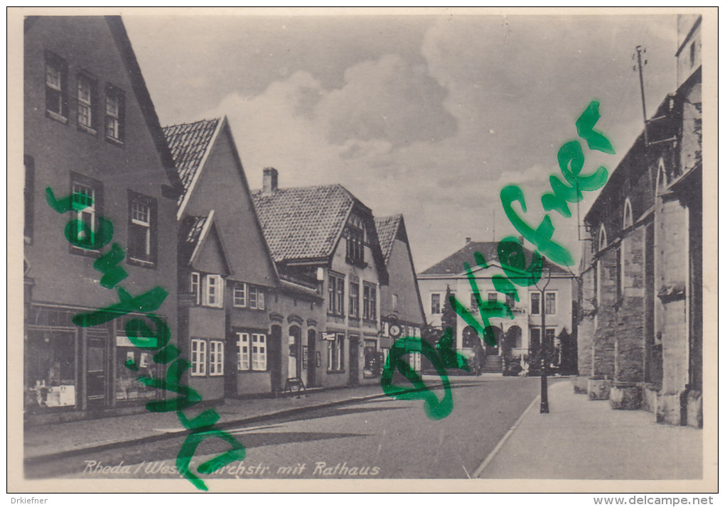 Rheda I.W., Kirchstraße Mit Rathaus, Um 1940 - Rheda-Wiedenbrück