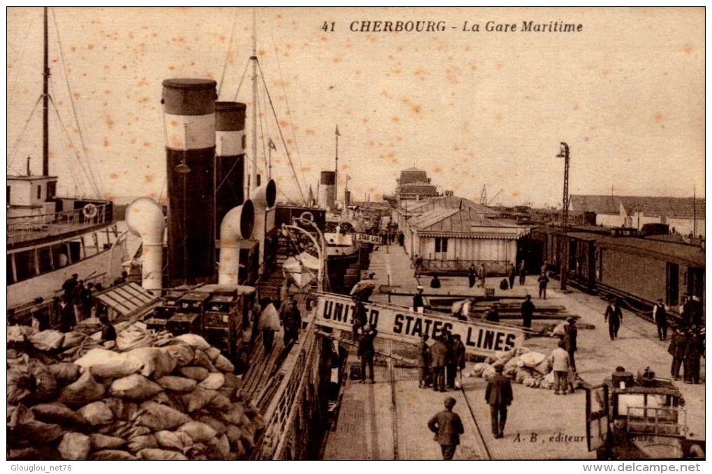 50-CHERBOURG..LA GARE MARITIME..CPA ANIMEE - Cherbourg