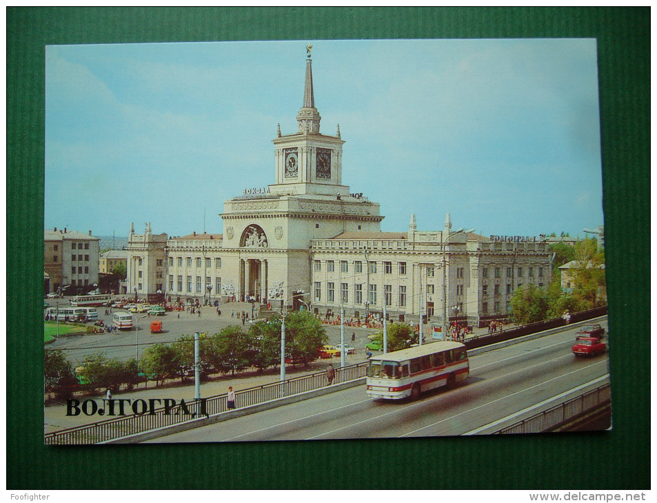 Russia/USSR Soviet Union VOLGOGRAD (formerly Stalingrad) Railway Station, Traffic, Old Bus - 1982 Unused - Russie