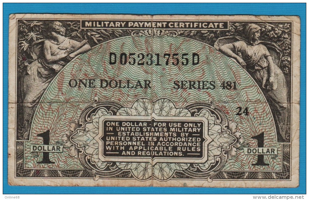 USA 1 DOLLAR  ND (1951-1954) P# M26  MILITARY PAYMENT CERTIFICAT Serie# 481 - 1951-1954 - Series 481