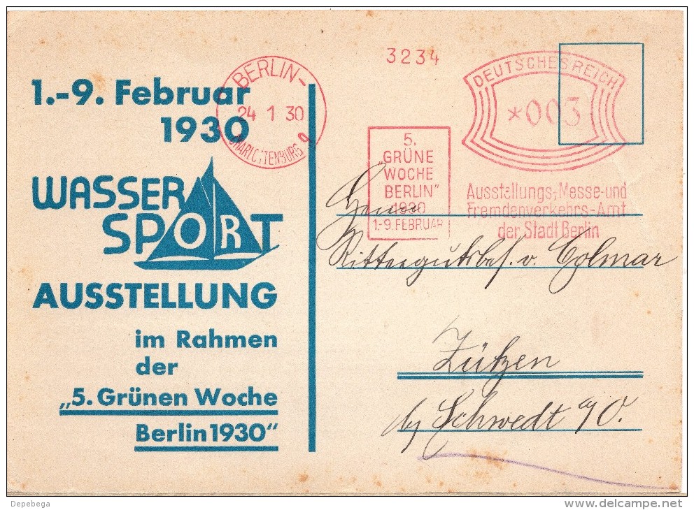 DR Privat Postkarte, Gebraucht Mit Freistempel,  5 Grüne Woche Berlin 1930 - Sonstige & Ohne Zuordnung