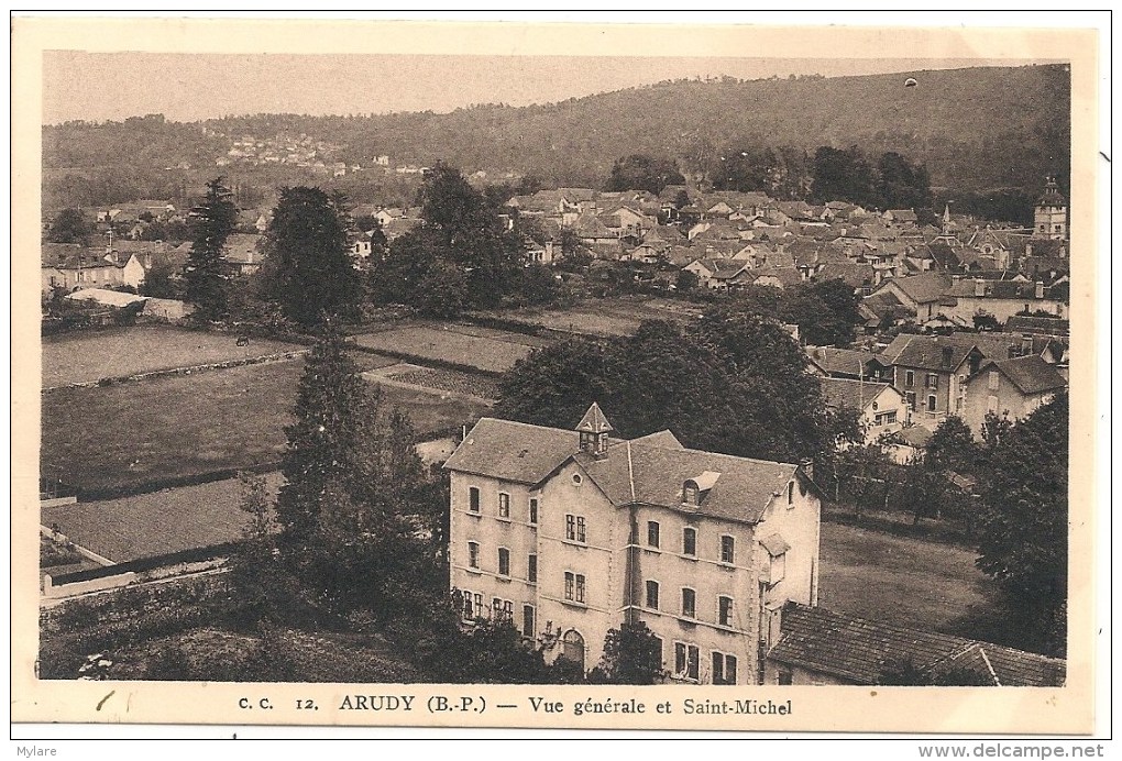 Cpa 64 Arudy Vue Générale & St Michel - Arudy